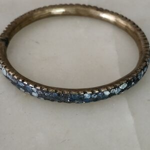 East Indian Vintage Solid Brass Turquoise Bangle Bracelet